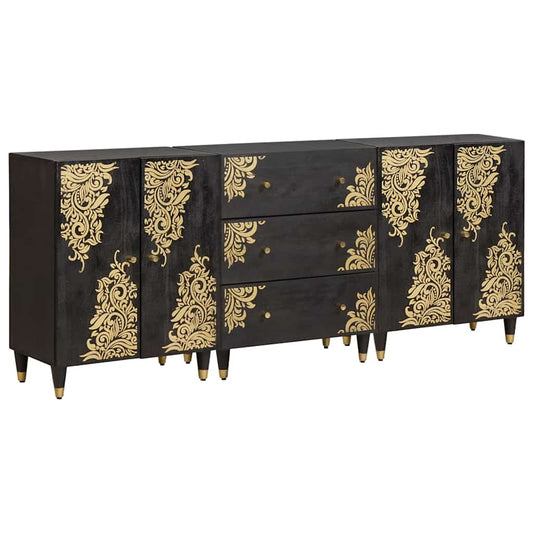 Badkamerkastenset met lade 3 pcs Zwart 180 x 33 x 75 cm is nu te koop bij PeponiXL, paradijselijk wonen!