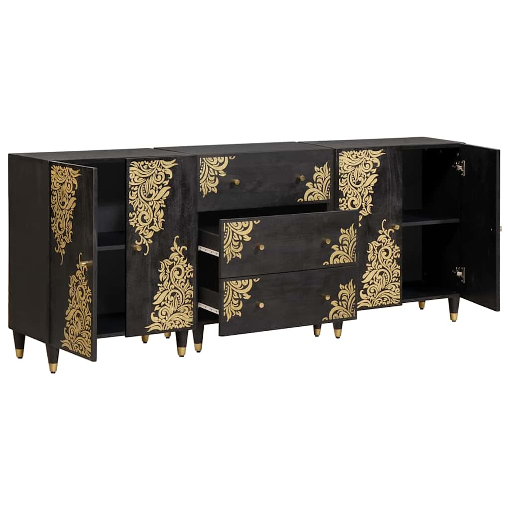Badkamerkastenset met lade 3 pcs Zwart 180 x 33 x 75 cm is nu te koop bij PeponiXL, paradijselijk wonen!