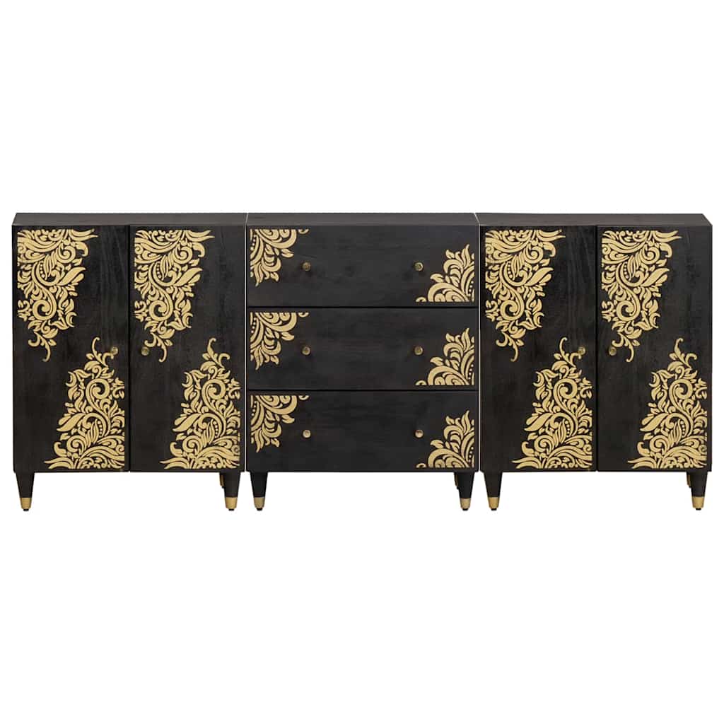 Badkamerkastenset met lade 3 pcs Zwart 180 x 33 x 75 cm is nu te koop bij PeponiXL, paradijselijk wonen!