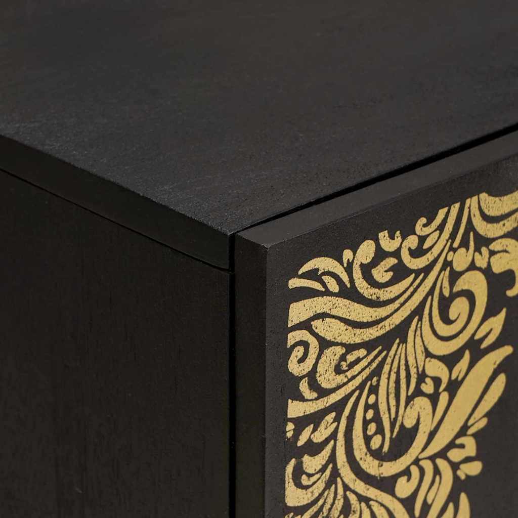 Badkamerkastenset met lade 5 pcs Zwart Massief Mango Hout is nu te koop bij PeponiXL, paradijselijk wonen!