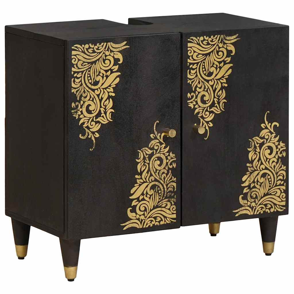 Badkamerkastenset met lade 5 pcs Zwart Massief Mango Hout is nu te koop bij PeponiXL, paradijselijk wonen!