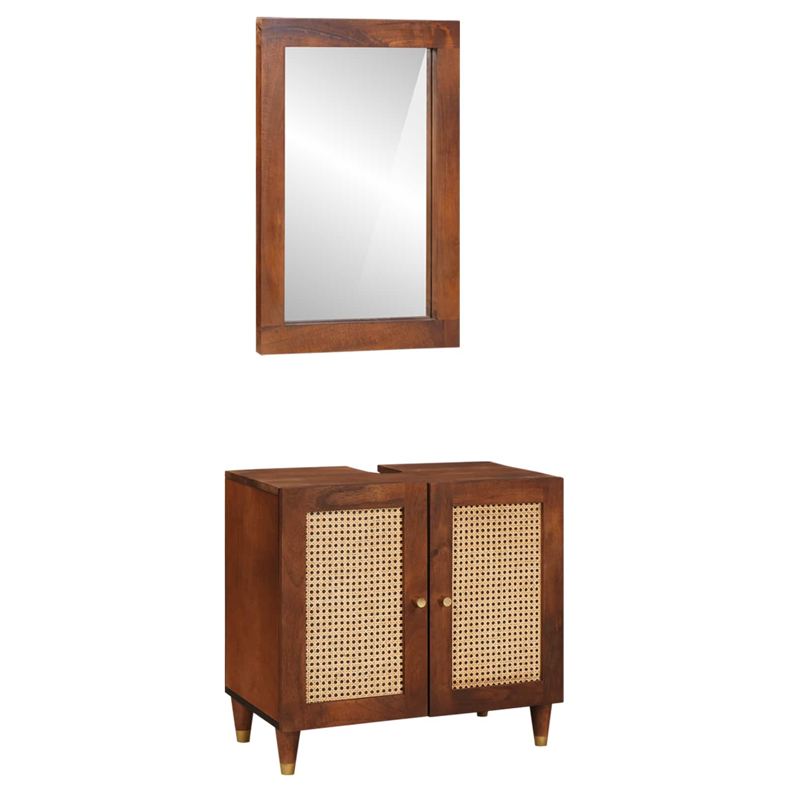 Badkamerkast met plank 2 pcs Zwart en Goud Massief Mango Hout is nu te koop bij PeponiXL, paradijselijk wonen!
