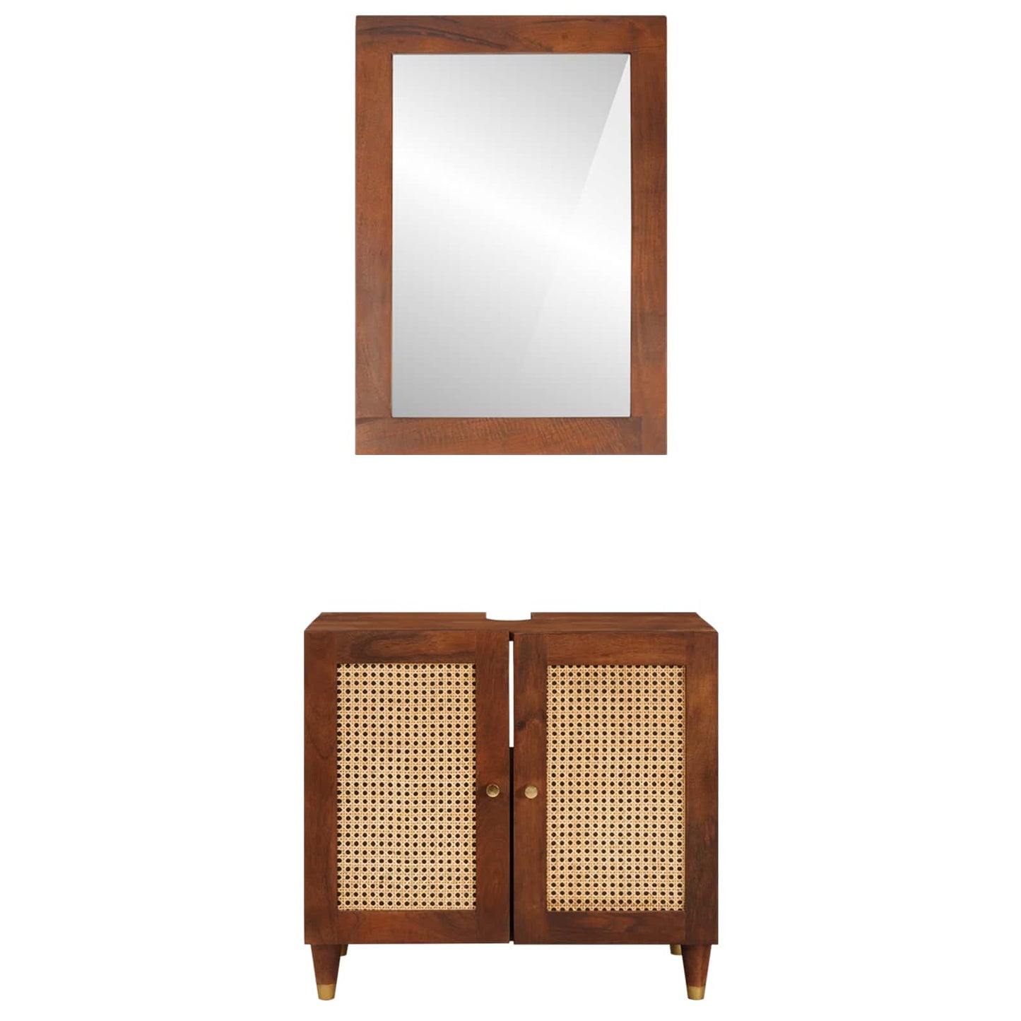 Badkamerkast met plank 2 pcs Zwart en Goud Massief Mango Hout is nu te koop bij PeponiXL, paradijselijk wonen!
