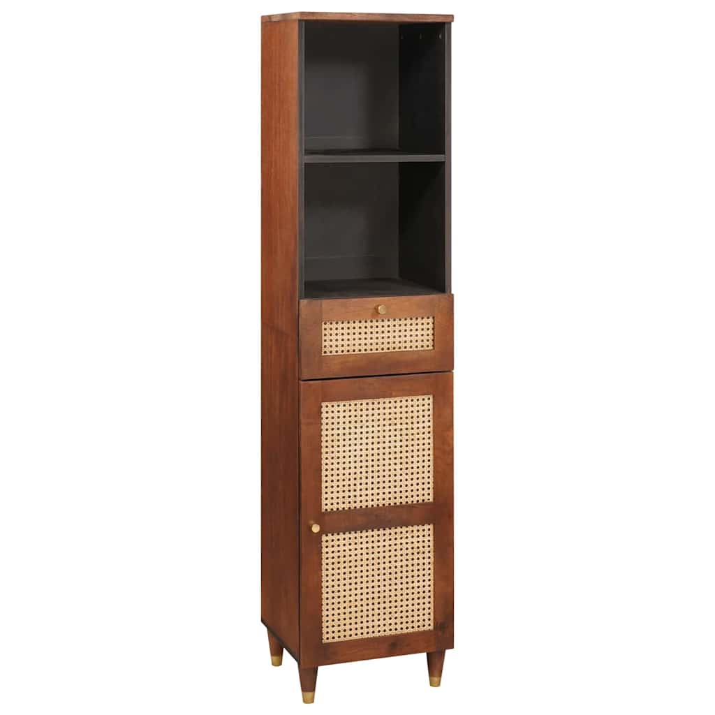 Badkamerkast met lade 4 pcs Bruin en zwart Massief Mango Hout is nu te koop bij PeponiXL, paradijselijk wonen!