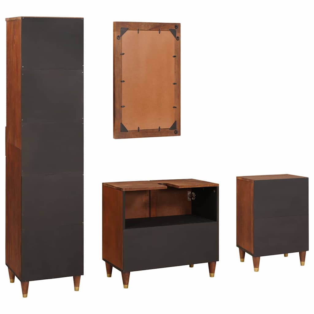 Badkamerkast met lade 4 pcs Bruin en zwart Massief Mango Hout is nu te koop bij PeponiXL, paradijselijk wonen!
