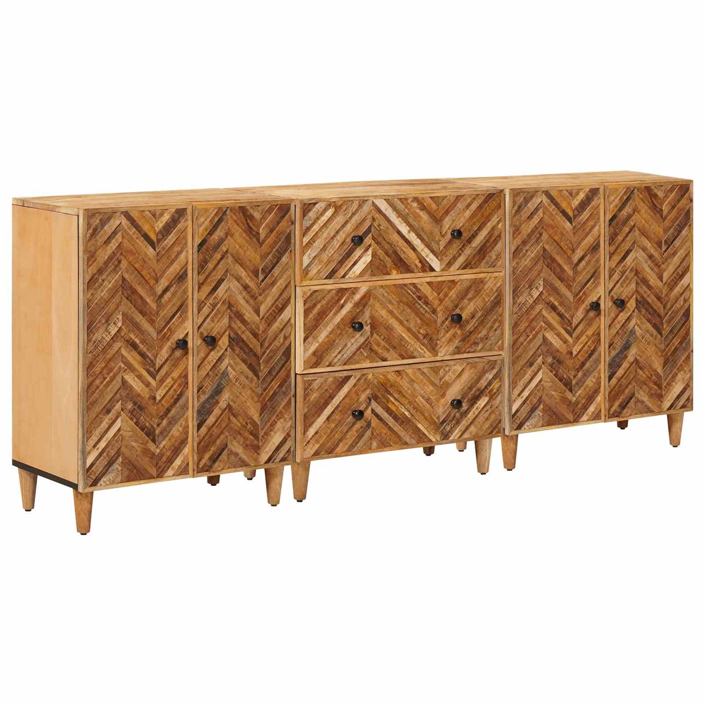 Opslagkasten 3 pcs Bruin 60 x 33,5 x 75 cm Massief Mango Hout is nu te koop bij PeponiXL, paradijselijk wonen!