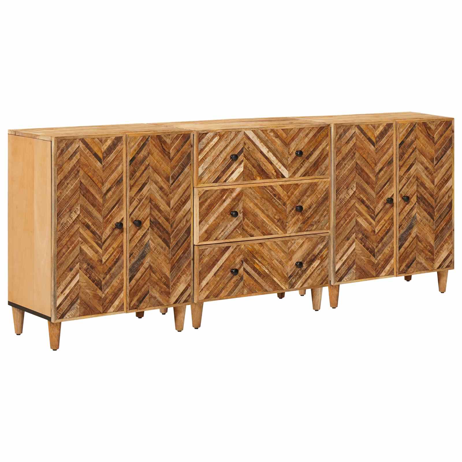 Opslagkasten 3 pcs Bruin 60 x 33,5 x 75 cm Massief Mango Hout is nu te koop bij PeponiXL, paradijselijk wonen!