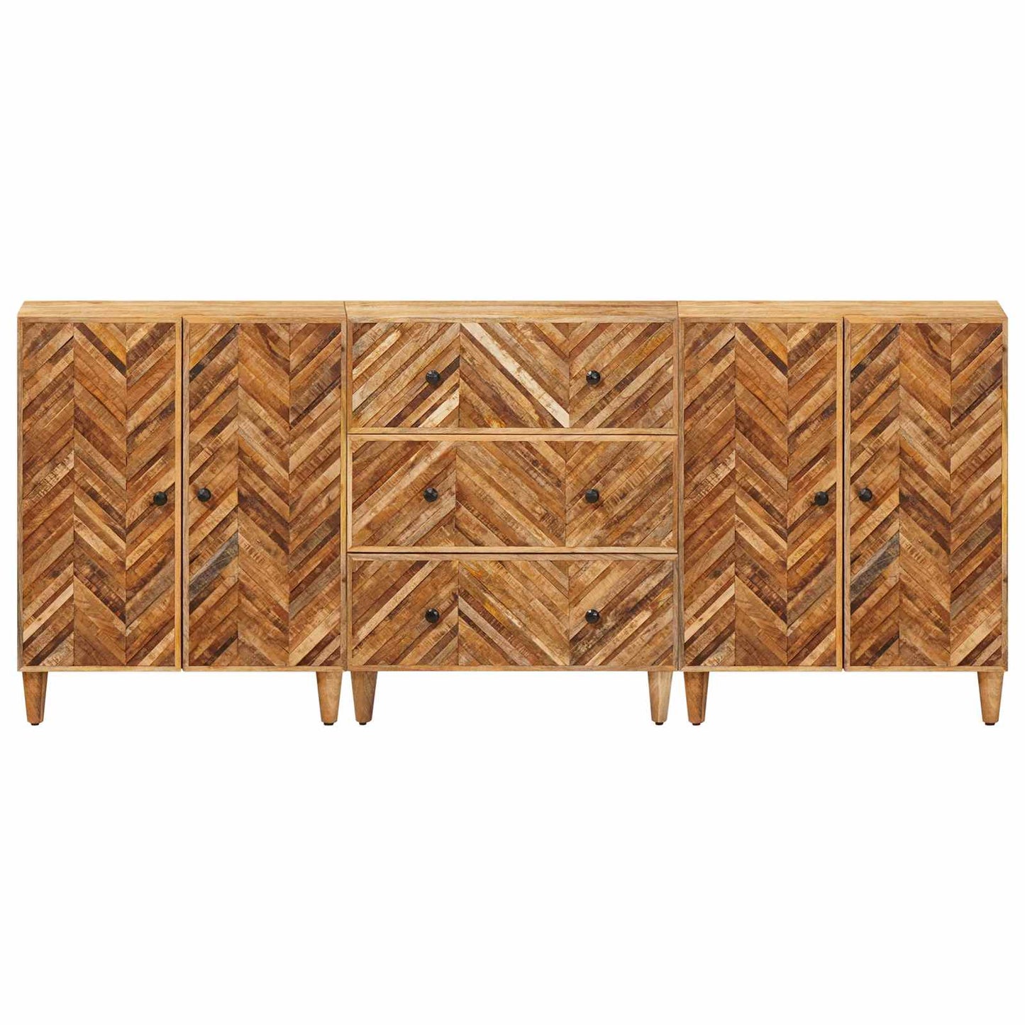 Opslagkasten 3 pcs Bruin 60 x 33,5 x 75 cm Massief Mango Hout is nu te koop bij PeponiXL, paradijselijk wonen!