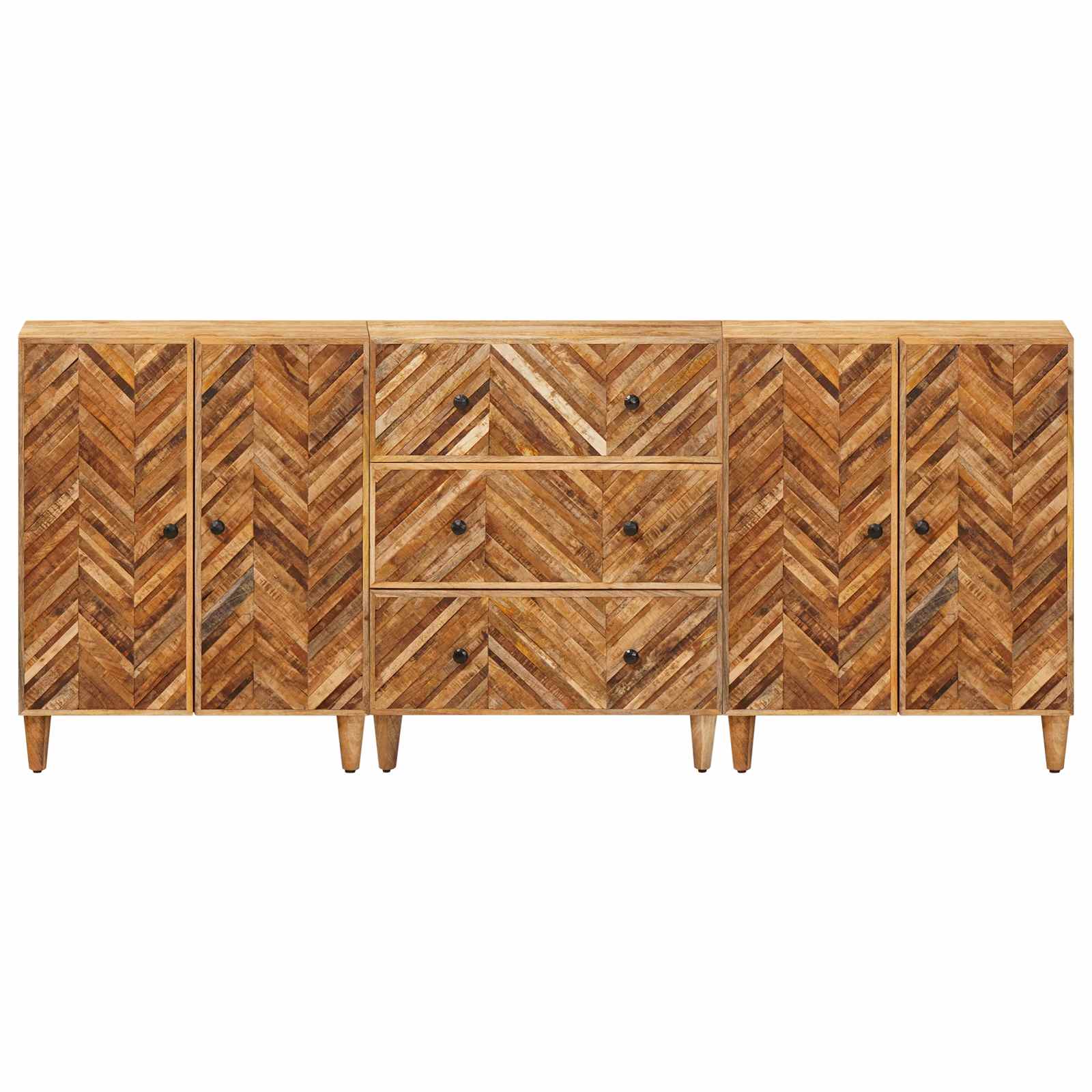 Opslagkasten 3 pcs Bruin 60 x 33,5 x 75 cm Massief Mango Hout is nu te koop bij PeponiXL, paradijselijk wonen!