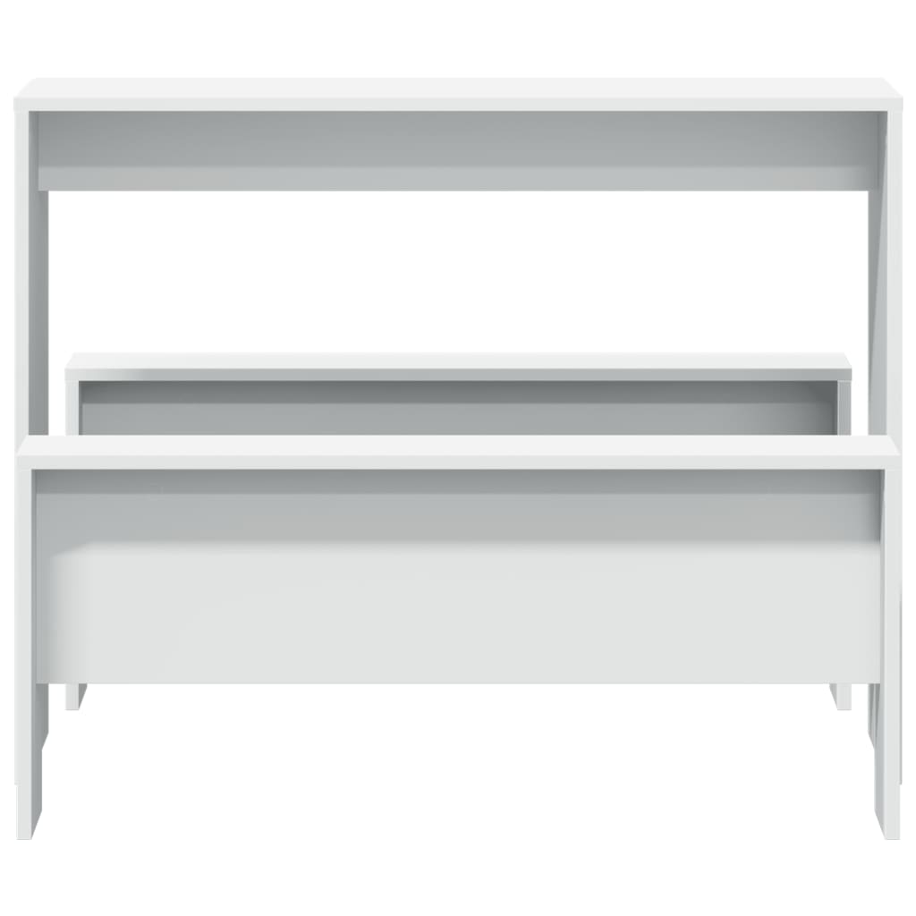 3-delige Eettafel en bankenset bewerkt hout wit is nu te koop bij PeponiXL, paradijselijk wonen!