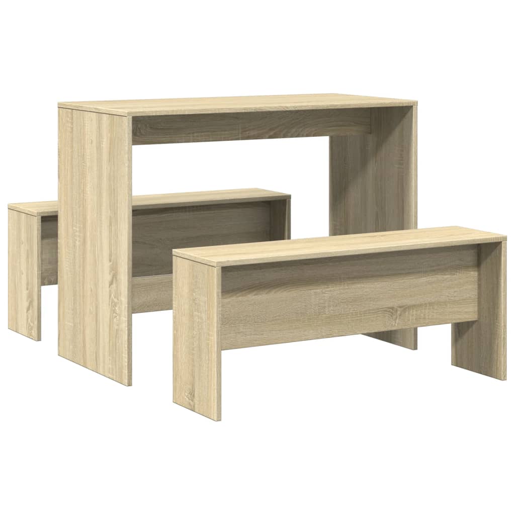 3-delige Eettafel en bankenset bewerkt hout sonoma eikenkleurig is nu te koop bij PeponiXL, paradijselijk wonen!