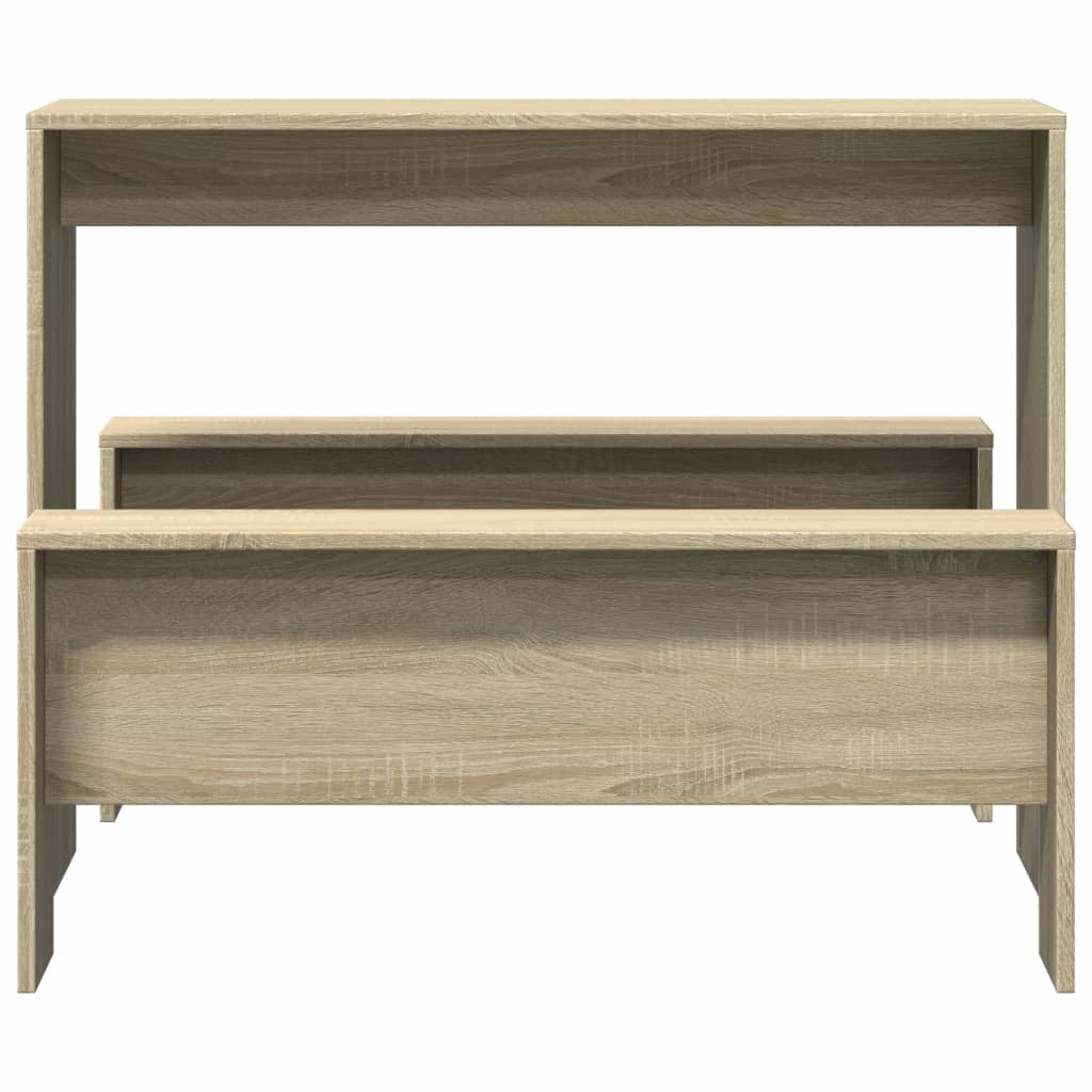 3-delige Eettafel en bankenset bewerkt hout sonoma eikenkleurig is nu te koop bij PeponiXL, paradijselijk wonen!