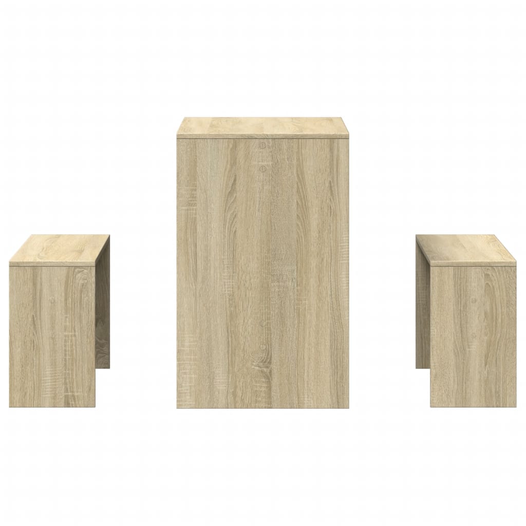 3-delige Eettafel en bankenset bewerkt hout sonoma eikenkleurig is nu te koop bij PeponiXL, paradijselijk wonen!
