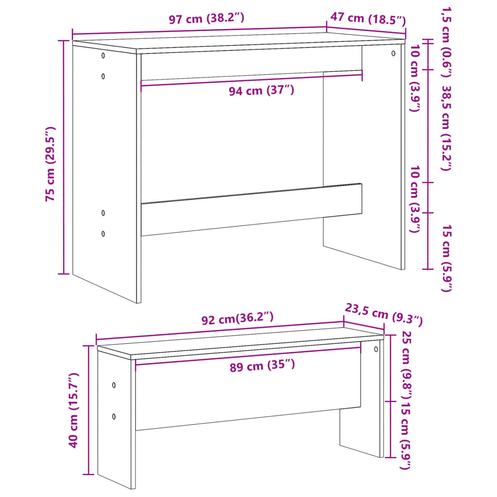 3-delige Eettafel en bankenset bewerkt hout hoogglans wit is nu te koop bij PeponiXL, paradijselijk wonen!