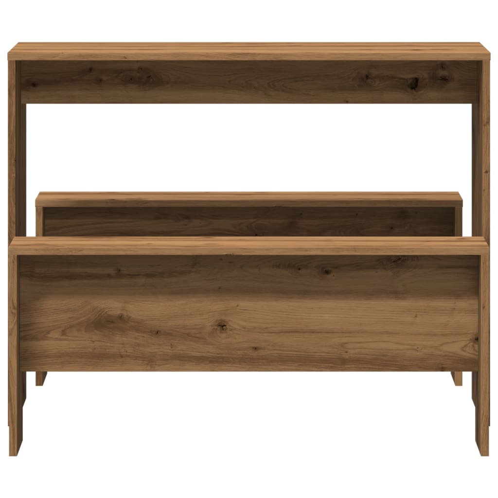 3-delige Eettafel en bankenset bewerkt hout artisanaal eiken is nu te koop bij PeponiXL, paradijselijk wonen!