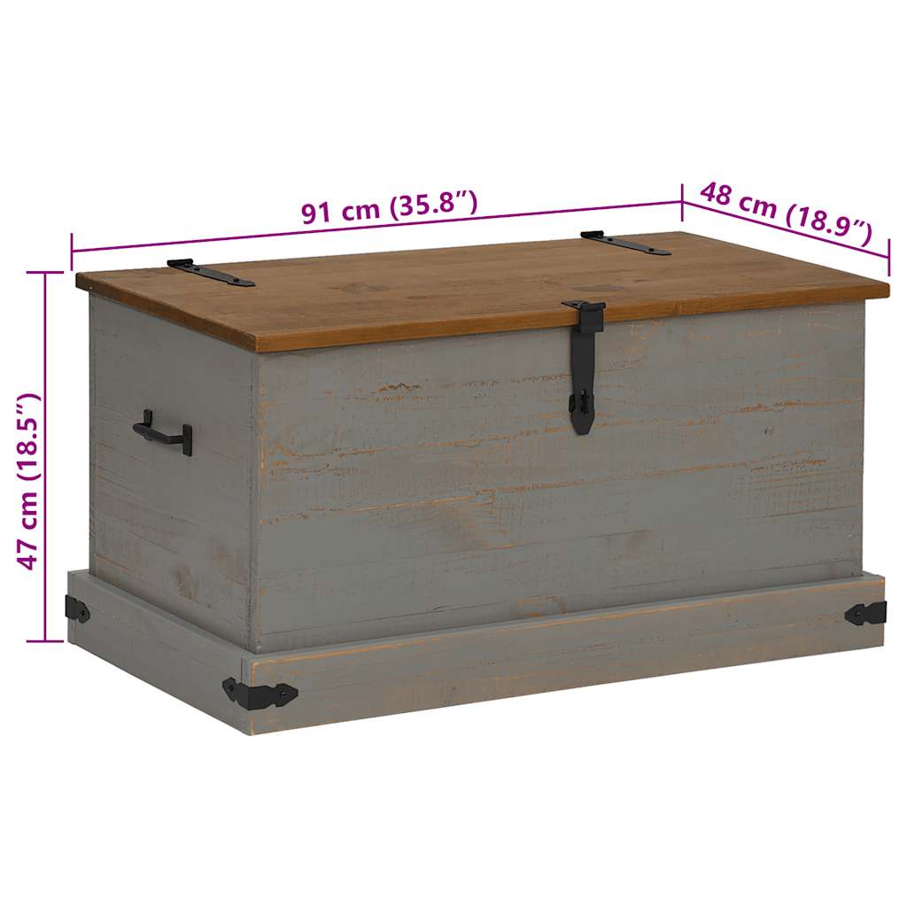 Opbergkist HALDEN grijs 91x48x47 cm massief grenenhout is nu te koop bij PeponiXL, paradijselijk wonen!