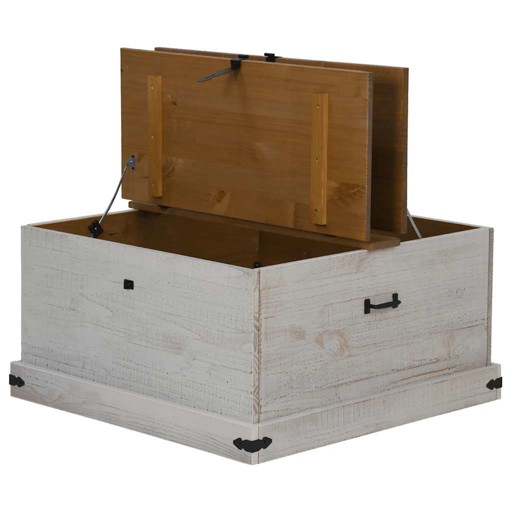 Opbergkist HALDEN wit 91x91x47 cm massief grenenhout is nu te koop bij PeponiXL, paradijselijk wonen!