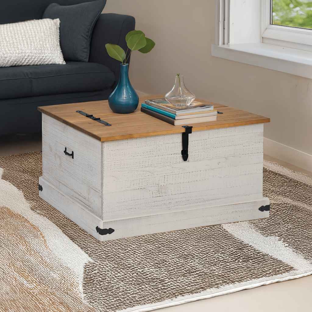 Opbergkist HALDEN wit 91x91x47 cm massief grenenhout is nu te koop bij PeponiXL, paradijselijk wonen!