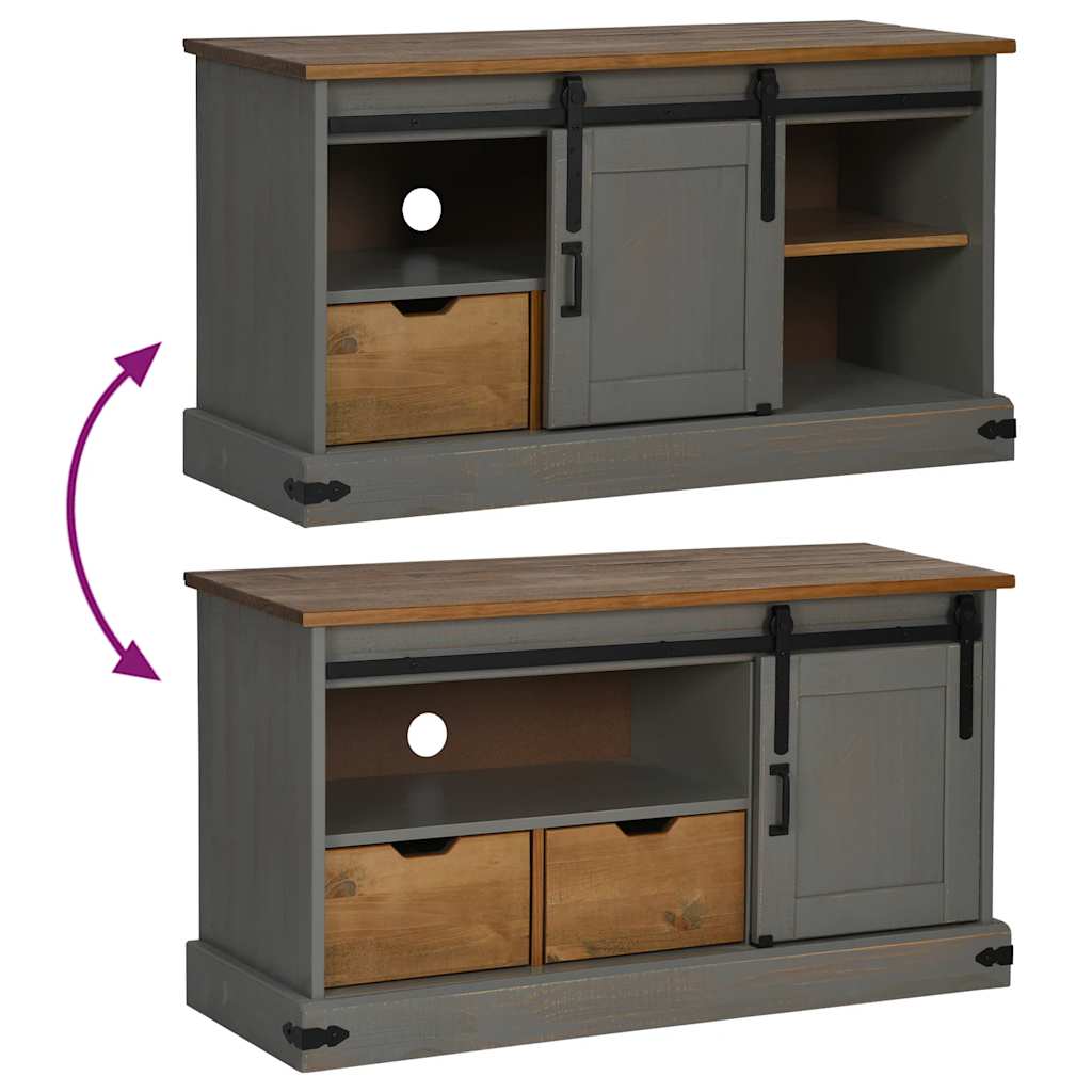 Tv-meubel HALDEN met schuifdeur grijs 110x40x60 cm massief hout is nu te koop bij PeponiXL, paradijselijk wonen!