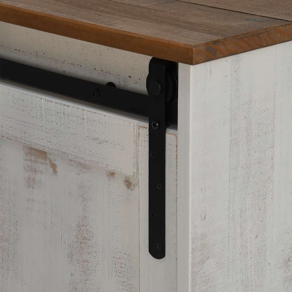 Tv-meubel HALDEN 2 schuifdeuren 150x40x60 cm massief hout wit is nu te koop bij PeponiXL, paradijselijk wonen!