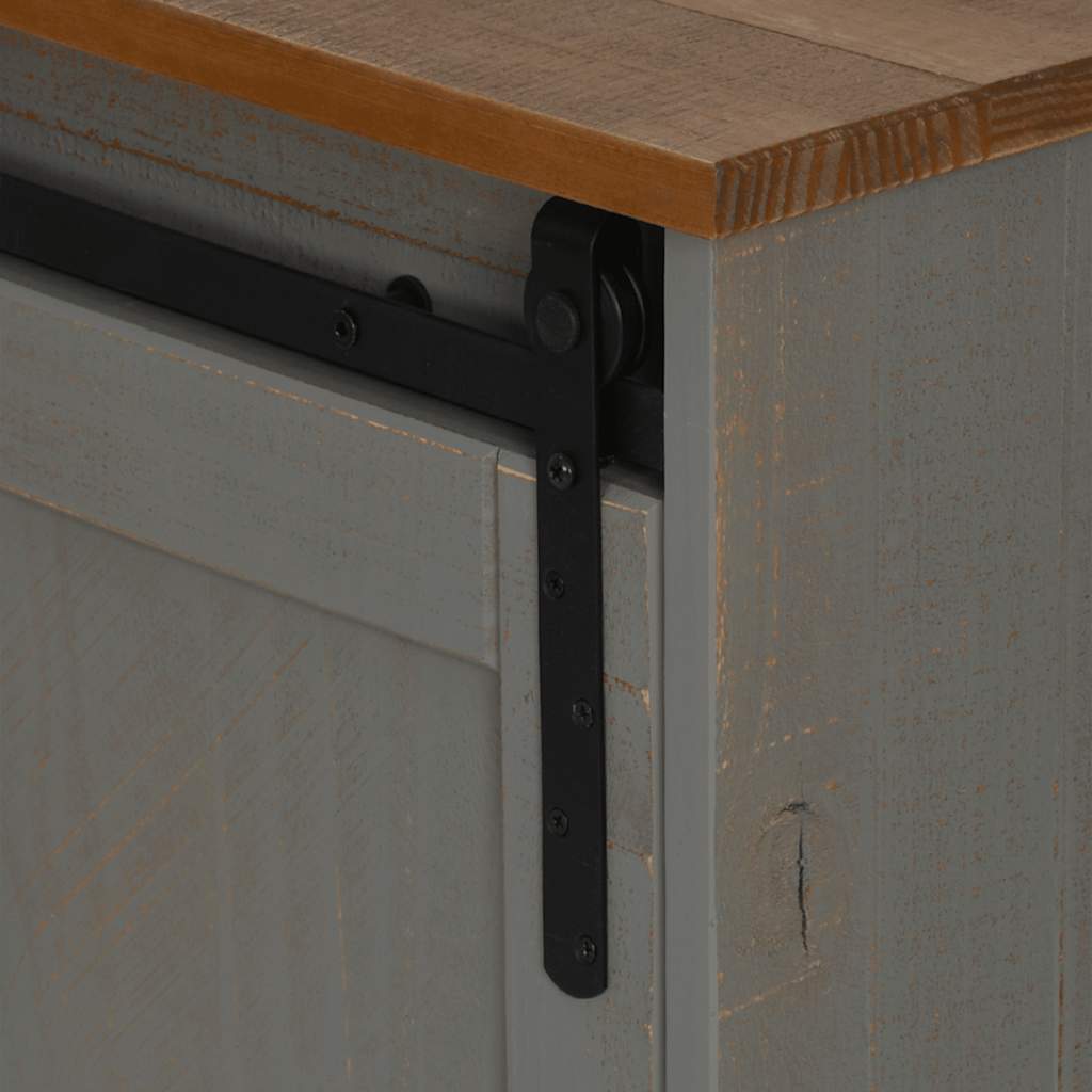 Tv-meubel HALDEN 2 schuifdeuren 150x40x60 cm massief hout grijs is nu te koop bij PeponiXL, paradijselijk wonen!