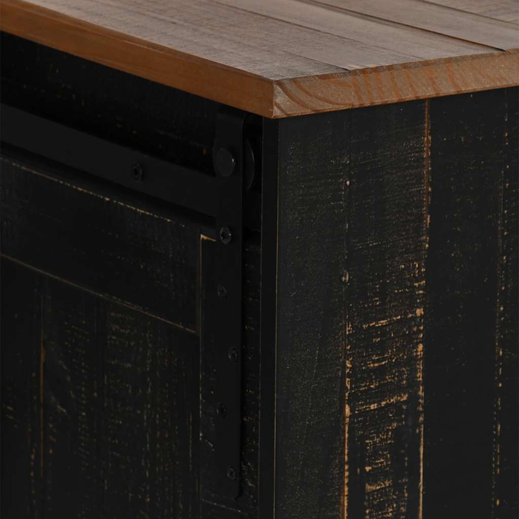 Tv-meubel HALDEN 2 schuifdeuren 150x40x60 cm massief hout zwart is nu te koop bij PeponiXL, paradijselijk wonen!