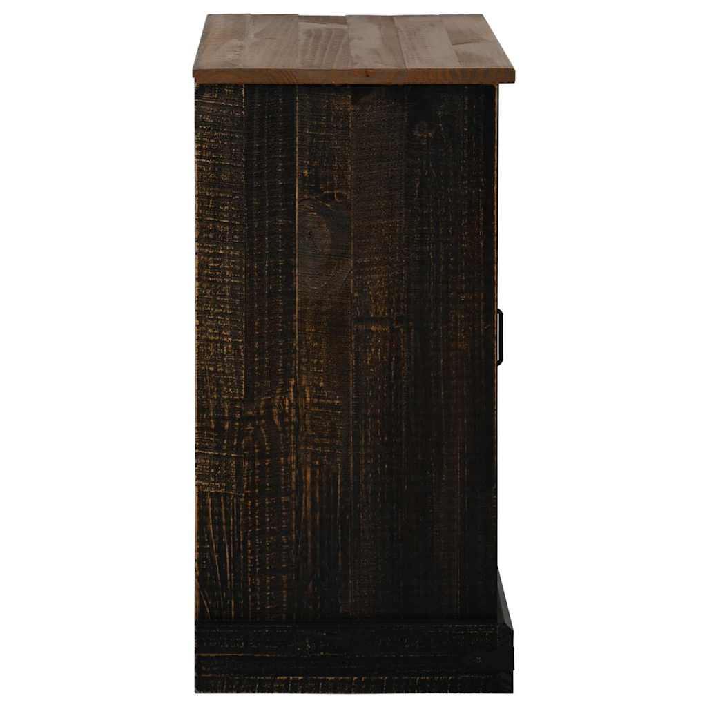 Dressoir HALDEN schuifdeur zwart 80x40x80 cm massief hout grijs is nu te koop bij PeponiXL, paradijselijk wonen!