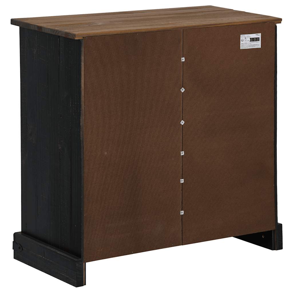 Dressoir HALDEN schuifdeur zwart 80x40x80 cm massief hout grijs is nu te koop bij PeponiXL, paradijselijk wonen!