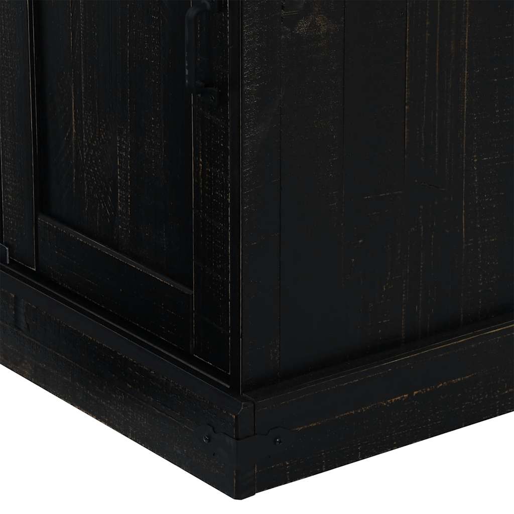 Dressoir HALDEN schuifdeur zwart 80x40x80 cm massief hout grijs is nu te koop bij PeponiXL, paradijselijk wonen!