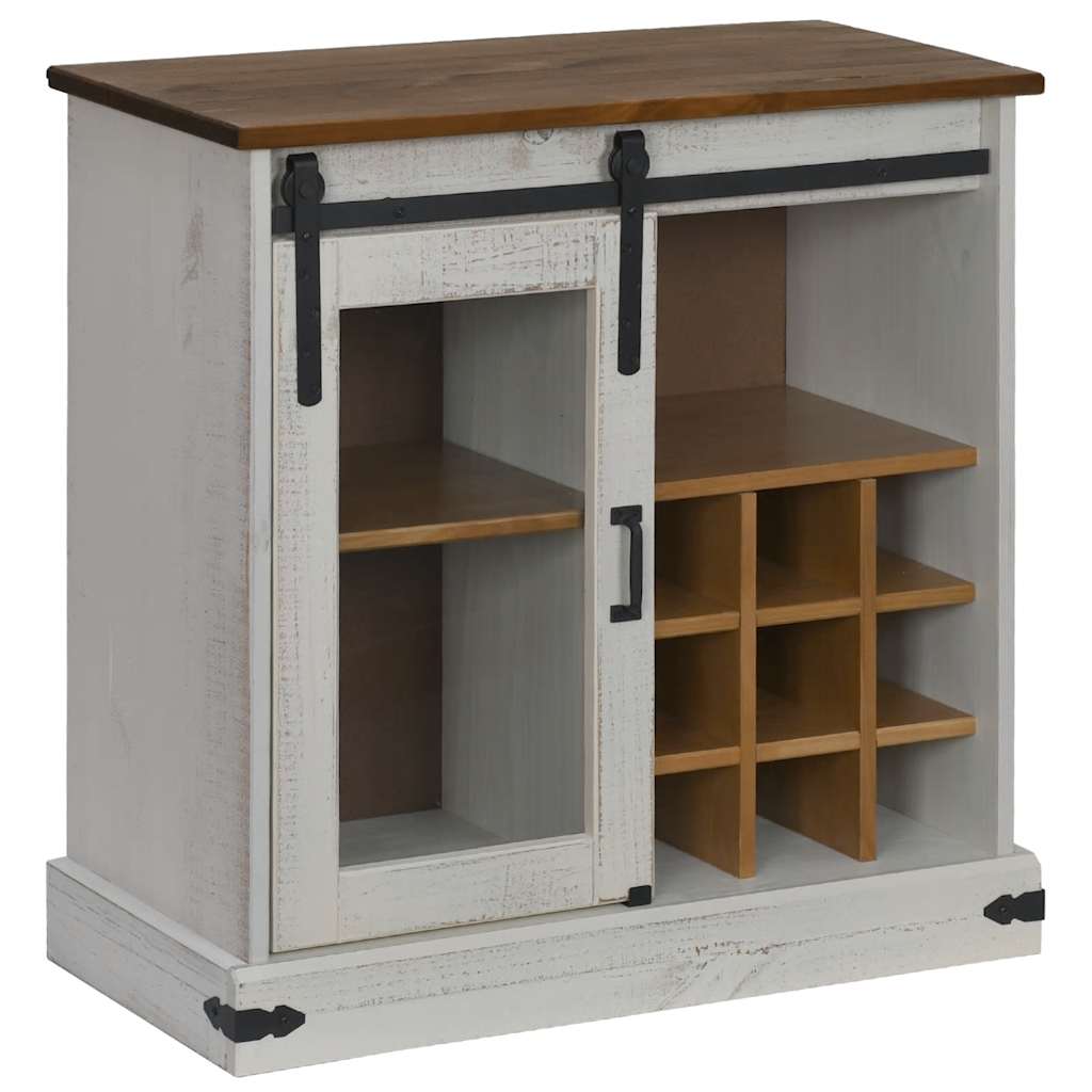 Dressoir HALDEN met schuifdeur 80x40x80 cm massief hout wit is nu te koop bij PeponiXL, paradijselijk wonen!