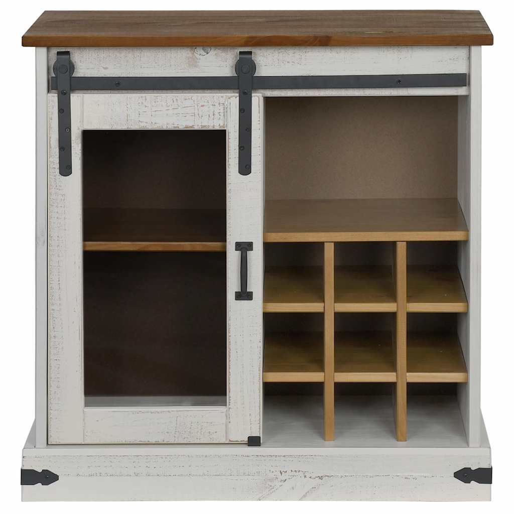 Dressoir HALDEN met schuifdeur 80x40x80 cm massief hout wit is nu te koop bij PeponiXL, paradijselijk wonen!