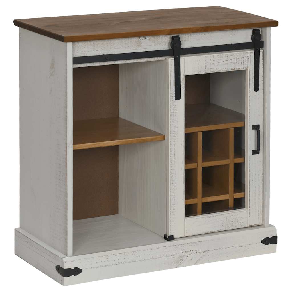 Dressoir HALDEN met schuifdeur 80x40x80 cm massief hout wit is nu te koop bij PeponiXL, paradijselijk wonen!