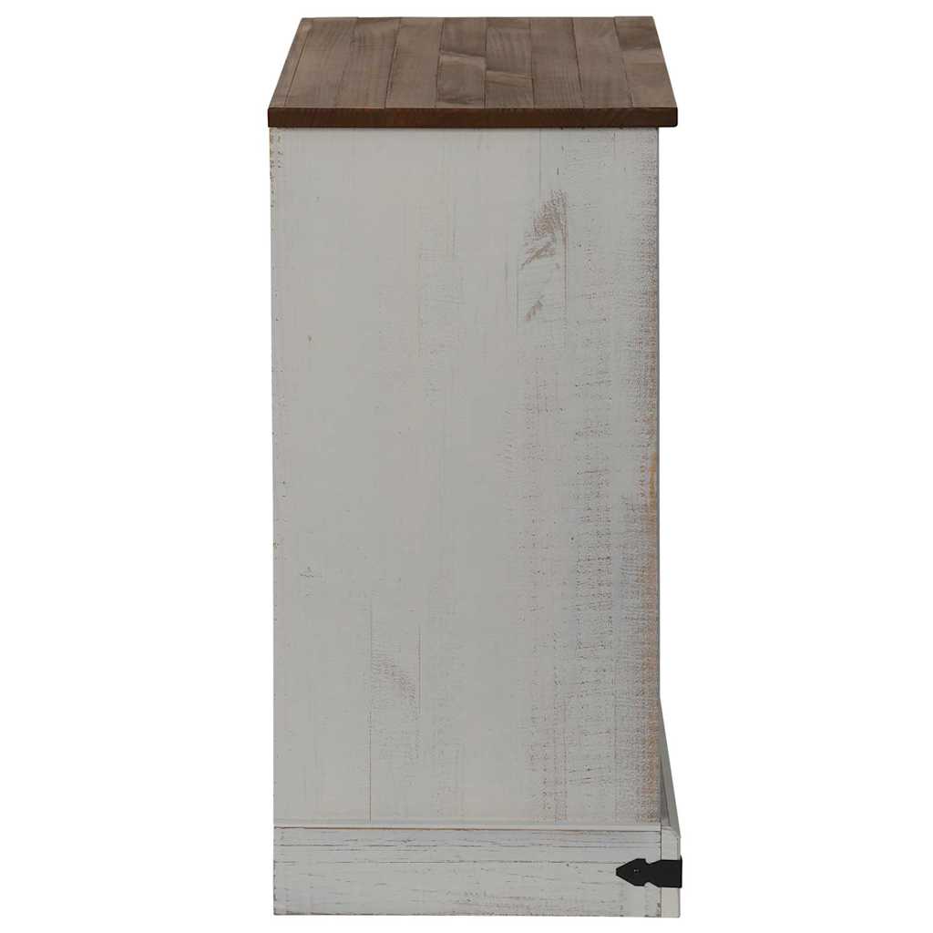 Dressoir HALDEN met schuifdeur 80x40x80 cm massief hout wit is nu te koop bij PeponiXL, paradijselijk wonen!