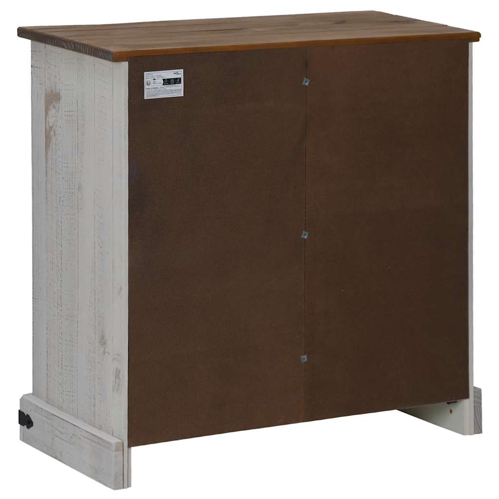 Dressoir HALDEN met schuifdeur 80x40x80 cm massief hout wit is nu te koop bij PeponiXL, paradijselijk wonen!