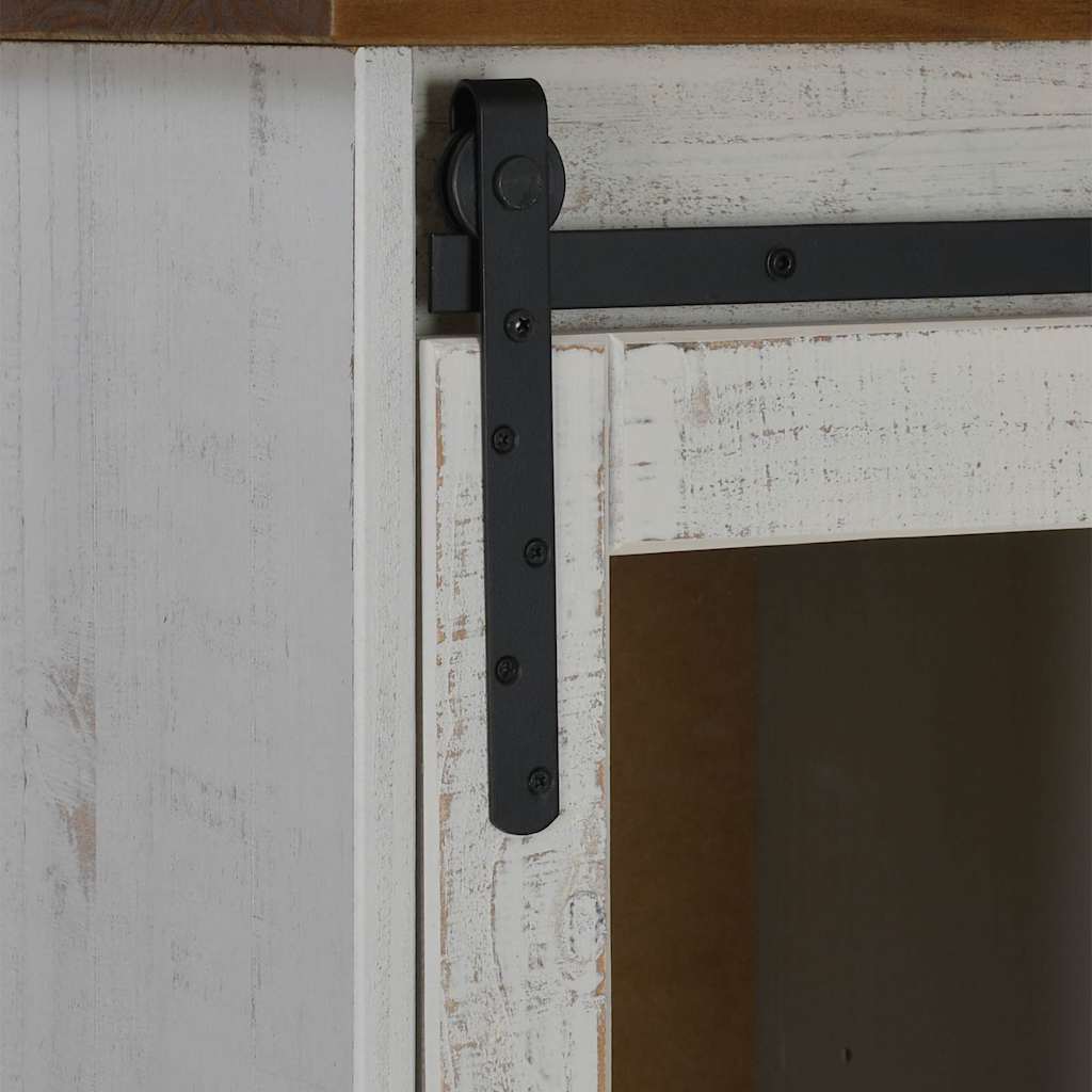 Dressoir HALDEN met schuifdeur 80x40x80 cm massief hout wit is nu te koop bij PeponiXL, paradijselijk wonen!