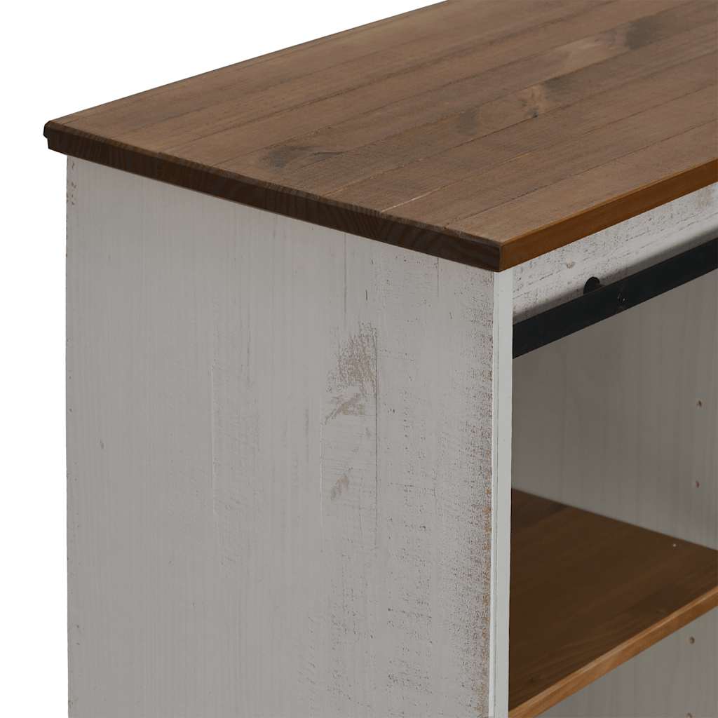 Dressoir HALDEN met schuifdeur 80x40x80 cm massief hout wit is nu te koop bij PeponiXL, paradijselijk wonen!