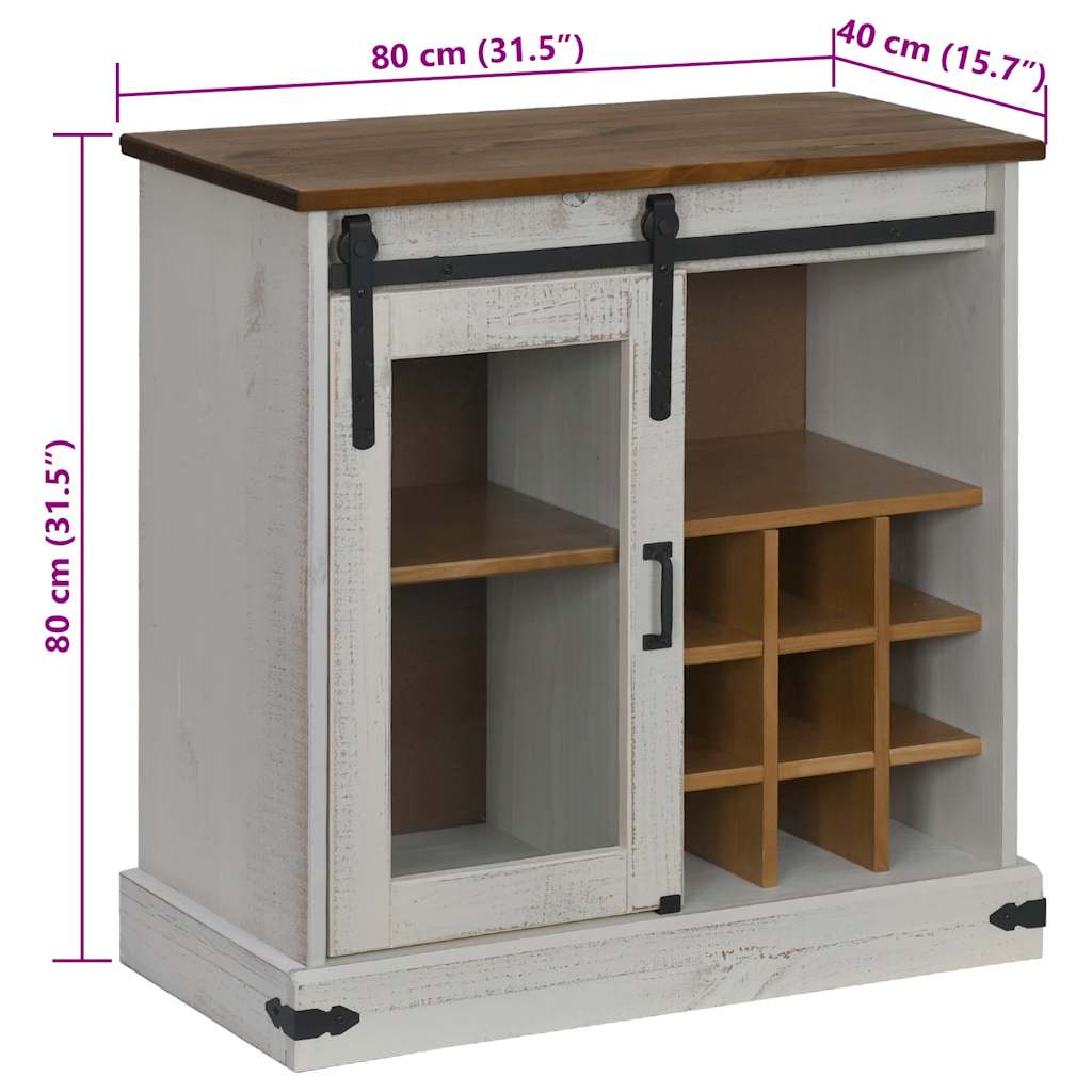 Dressoir HALDEN met schuifdeur 80x40x80 cm massief hout wit is nu te koop bij PeponiXL, paradijselijk wonen!