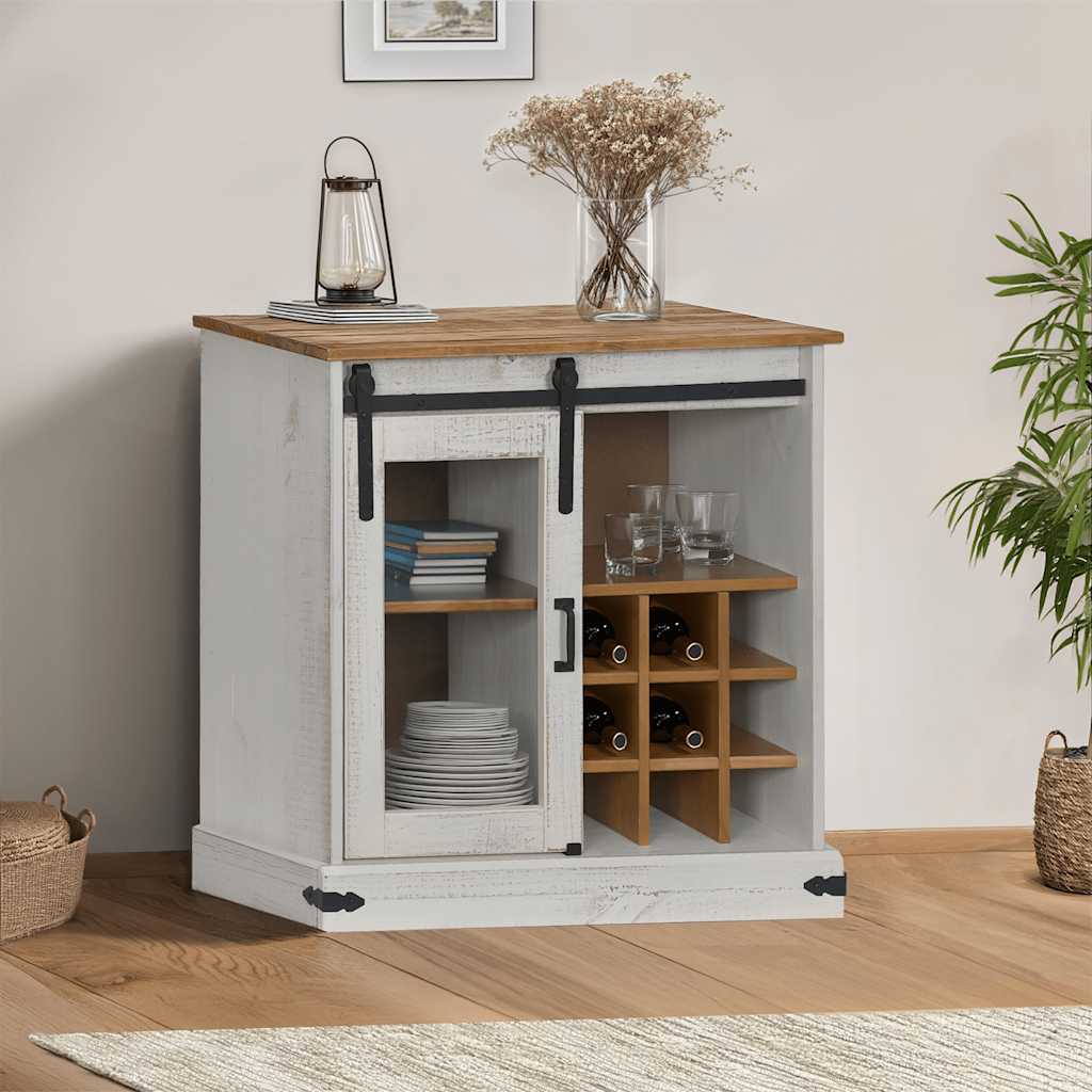 Dressoir HALDEN met schuifdeur 80x40x80 cm massief hout wit is nu te koop bij PeponiXL, paradijselijk wonen!
