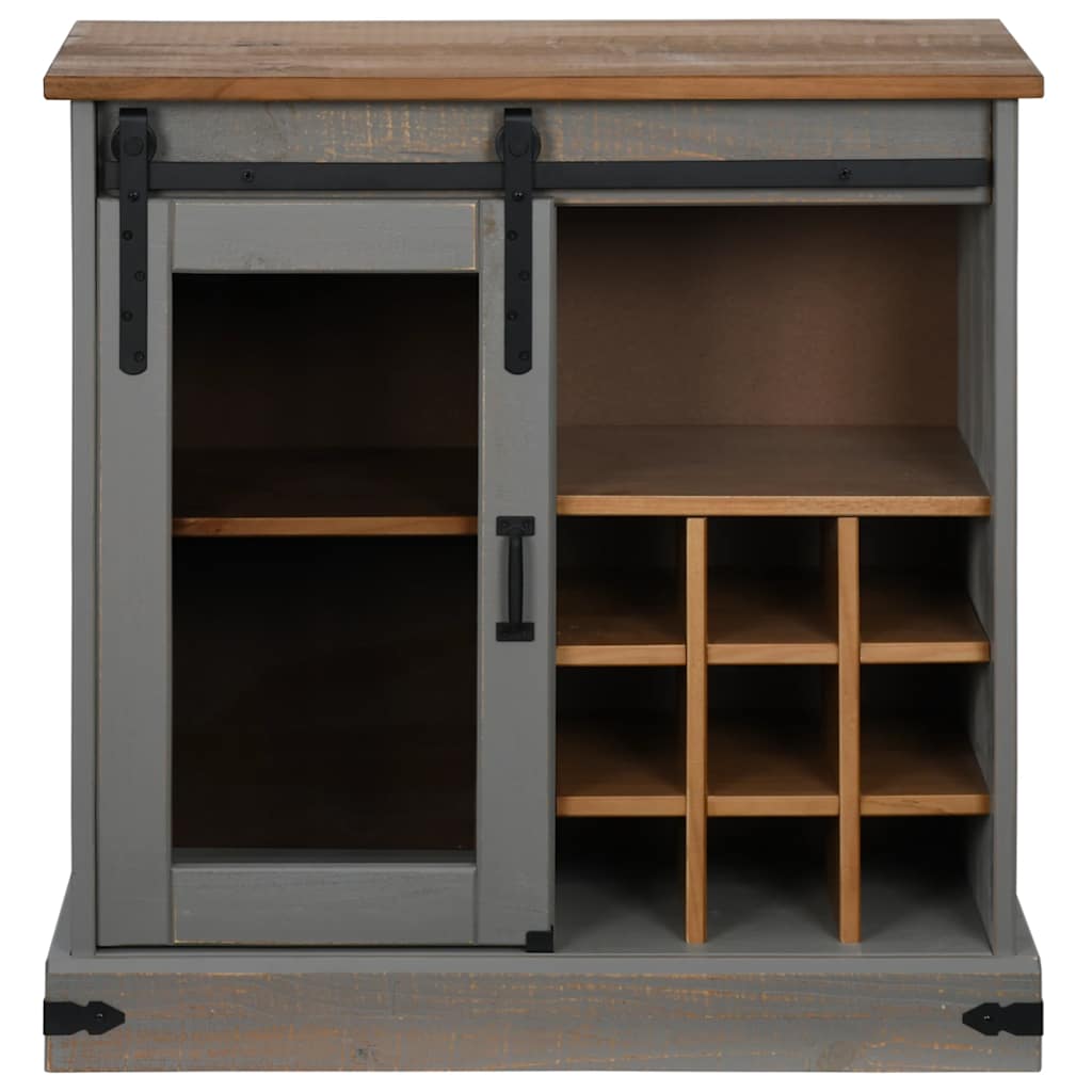 Dressoir HALDEN met schuifdeur 80x40x80 cm massief hout grijs is nu te koop bij PeponiXL, paradijselijk wonen!