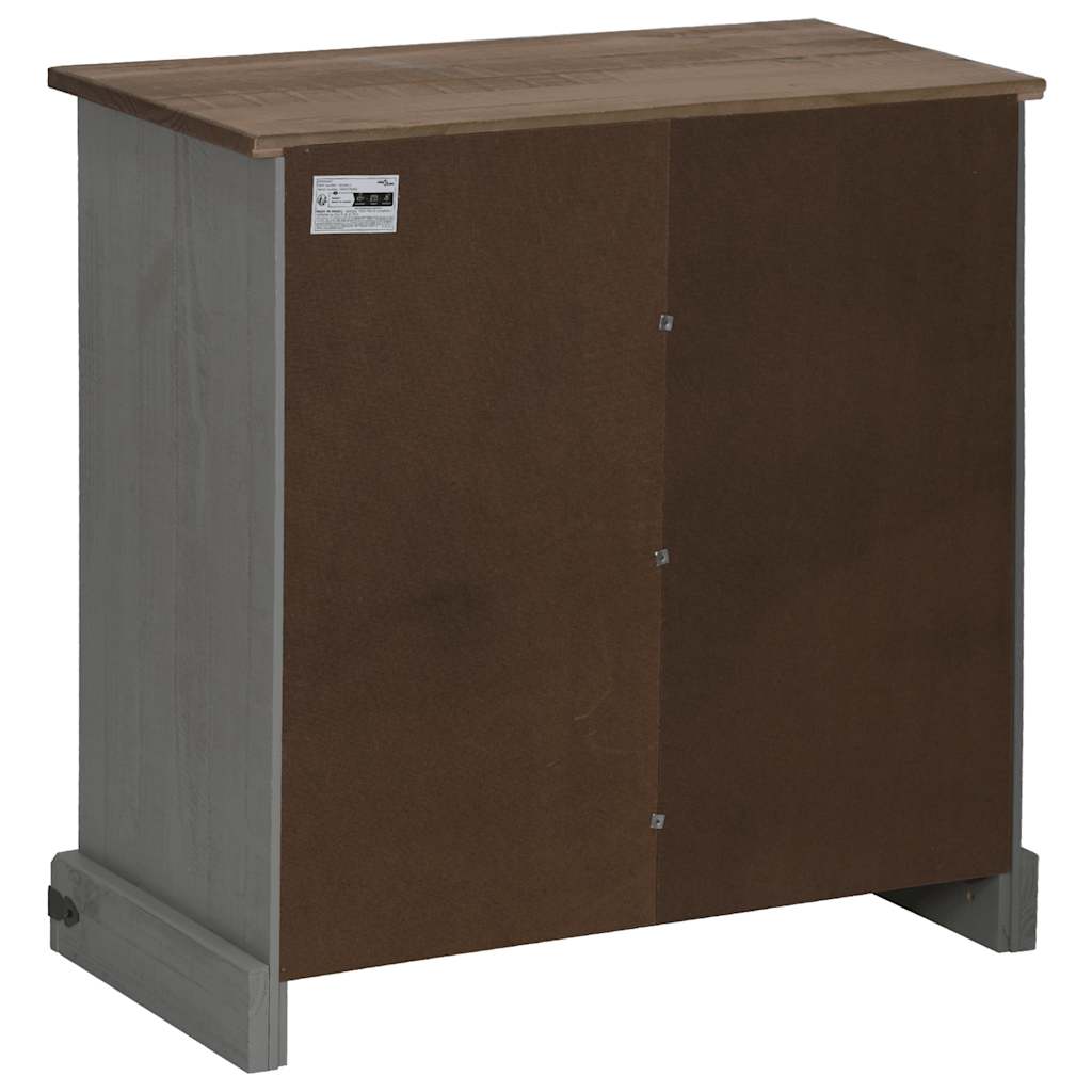 Dressoir HALDEN met schuifdeur 80x40x80 cm massief hout grijs is nu te koop bij PeponiXL, paradijselijk wonen!
