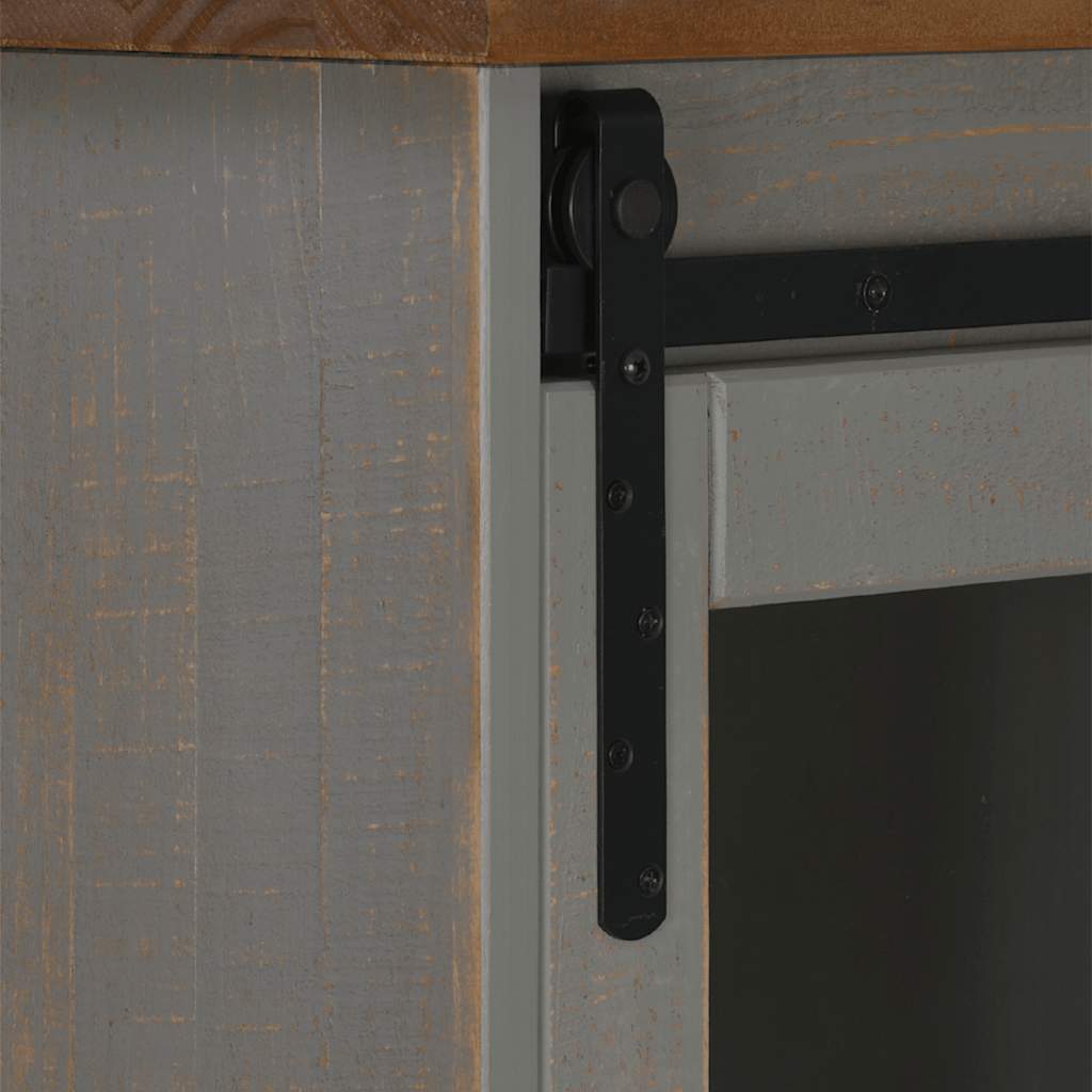 Dressoir HALDEN met schuifdeur 80x40x80 cm massief hout grijs is nu te koop bij PeponiXL, paradijselijk wonen!