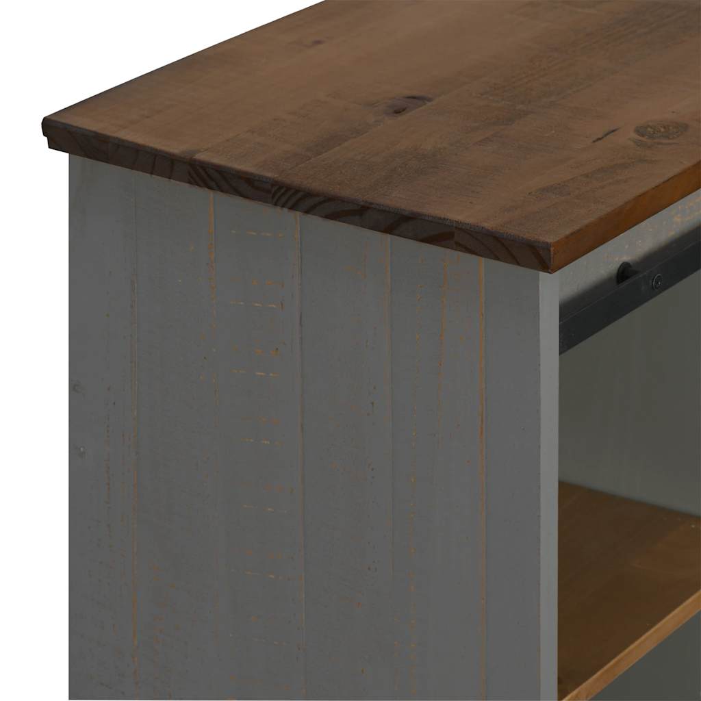 Dressoir HALDEN met schuifdeur 80x40x80 cm massief hout grijs is nu te koop bij PeponiXL, paradijselijk wonen!