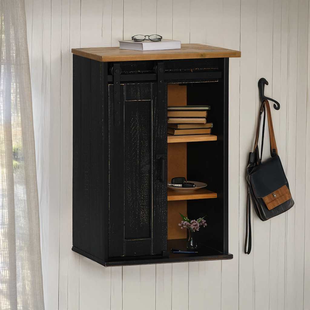 Bovenkast HALDEN met schuifdeur 49x22,5x70 cm grenenhout zwart is nu te koop bij PeponiXL, paradijselijk wonen!