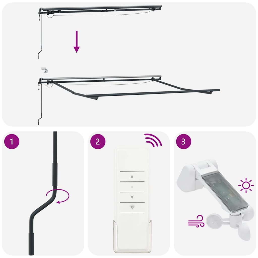 Luifel automatisch uittrekbaar met LED's 300x250 cm bordeaux is nu te koop bij PeponiXL, paradijselijk wonen!