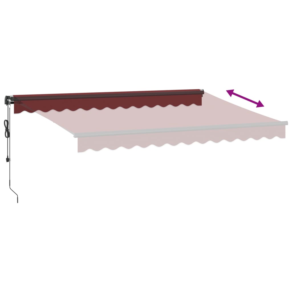 Luifel automatisch uittrekbaar met LED's 350x250 cm bordeaux is nu te koop bij PeponiXL, paradijselijk wonen!
