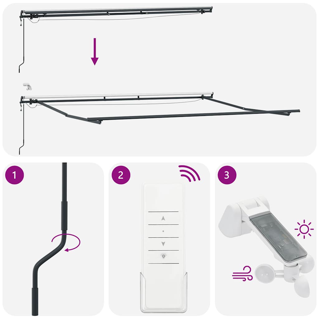 Luifel automatisch uittrekbaar met LED's 500x300 cm bordeaux is nu te koop bij PeponiXL, paradijselijk wonen!