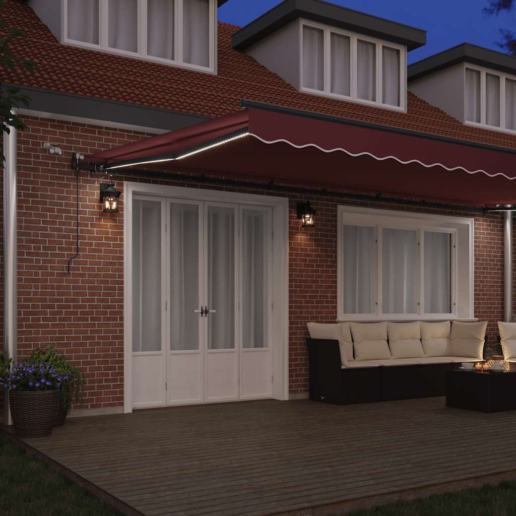 Luifel automatisch uittrekbaar met LED's 600x300 cm bordeaux is nu te koop bij PeponiXL, paradijselijk wonen!