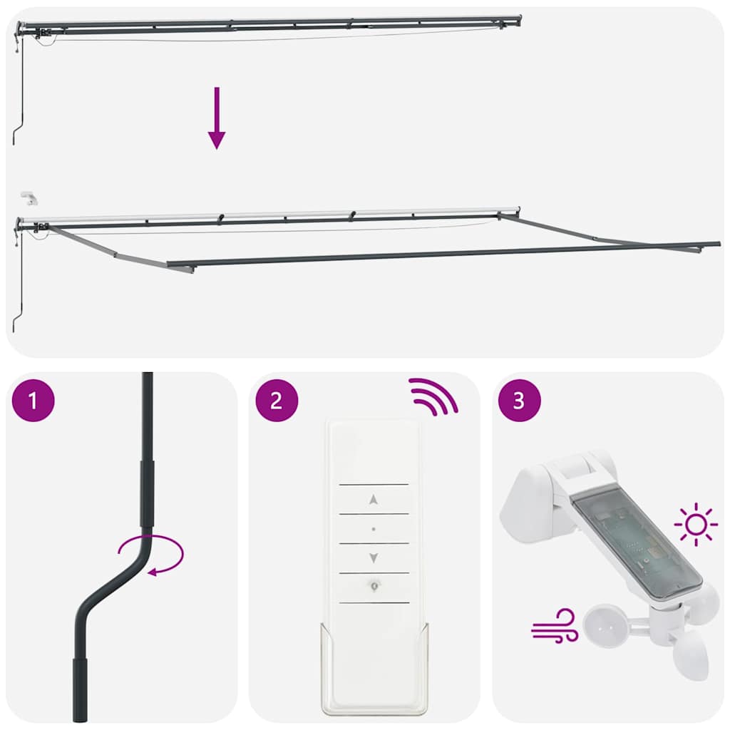 Luifel automatisch uittrekbaar met LED's 600x300 cm bordeaux is nu te koop bij PeponiXL, paradijselijk wonen!