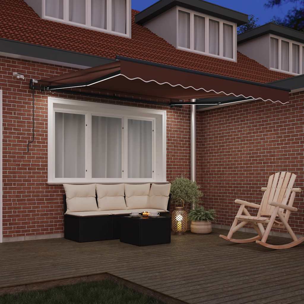 Luifel automatisch uittrekbaar met LED's 300x250 cm bruin is nu te koop bij PeponiXL, paradijselijk wonen!