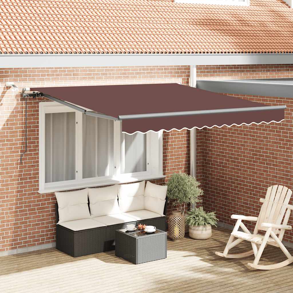 Luifel automatisch uittrekbaar met LED's 300x250 cm bruin is nu te koop bij PeponiXL, paradijselijk wonen!